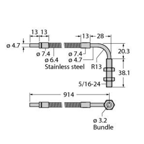Glass Fiber; Individual 0.125 in dia. Bundle; Right-Angle with