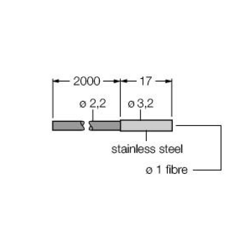 Plastic Fiber, Opposed Mode, Core Dia.: 1, Fiber Length 2 m, Ferrule, Free cut