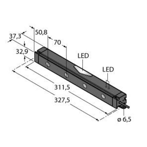 PVL Array Series: 225 Length, Voltage: 12-30 V dc, Housing: Aluminum, IP50, Input/Output: PNP, Colors: Green Job, Red Mispick, 2 m (6.5 ft) PVC Cable