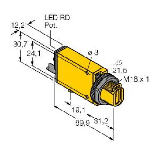 MINI-BEAM: Infrared 880 nm Glass Fiber Optic, Range: Depends on Fiber, Input: 24-240 V ac, Output: SPST Solid-state 2-Wire, 9 m (30 ft) Cable
