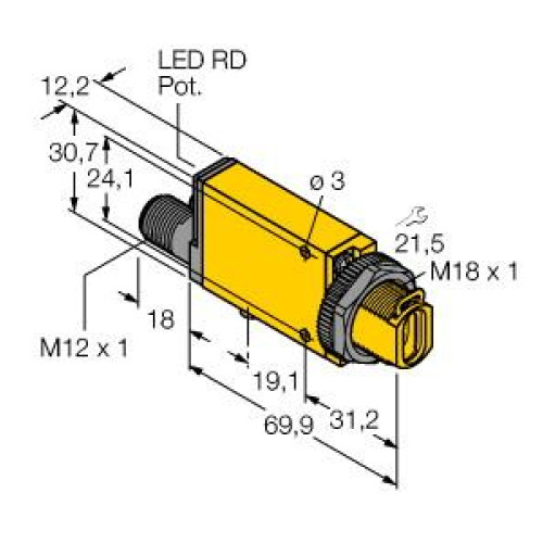 MINI-BEAM: Infrared 880 nm Glass Fiber Optic, Range: Depends on Fiber, Input: 24-240 V ac, Output: SPST Solid-state 2-Wire, 3-pin Micro Integral QD