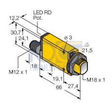 MINI-BEAM: Emitter, Range: 30 m, Input: 24-240 V ac, Output: Not Applicable, 3-pin Micro Integral QD