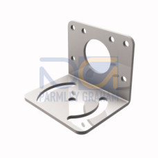 Bracket: 30, Material: 12 Gauge Stainless Steel, Curved mounting slot for versatility/orientation, Clearance for M6 (1/4 in) hardware