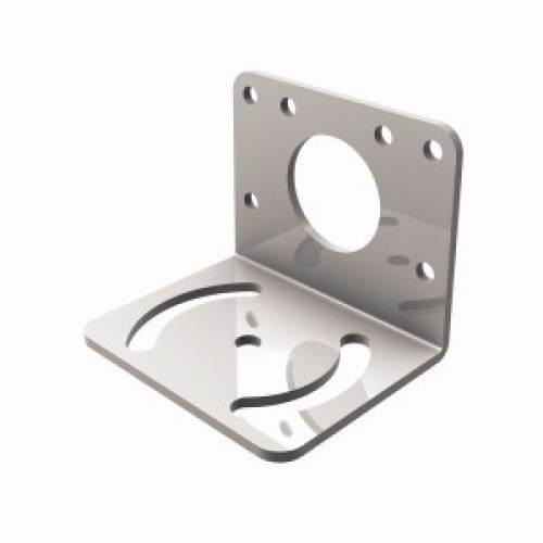 Bracket: 30, Material: 12 Gauge Stainless Steel, Curved mounting slot for versatility/orientation, Clearance for M6 (1/4 in) hardware