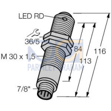 SM30 Series: Receiver - Frequency C Stainless Stl, Range: 150 m, Input: 10-30 V dc, Output: Bi-Modal: 1 NPN, 1 PNP - LO & DO, 4-pin Mini Integral QD