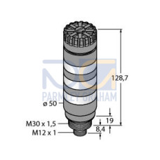 TL50BL Tower Light: 3-Color Audible Indicator, Voltage: 12-30 V dc or 24 V ac, Environmental Rating: IP50, Input: Bimodal, Colors: Green steady Yellow steady Red Rotating, 5-pin M12 Integral QD