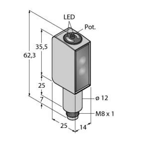 QMH26 Hygienic Series: Adjustable BGS (Small Red LED), Range: 200, Input: 10-30 V dc, Output: Complementary Solid-State PNP M8, 4-pin M8 Integral QD