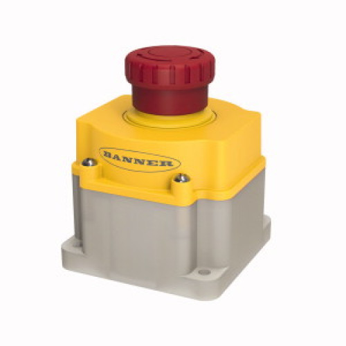 Emergency Stop: Flush Mounting 40 Push Button, Environ. Rating: IP65, Lighted, Color: Red Solid, 2 N.C. Safety Contacts, Siemens ET200Pro, 5-pin M12 QD