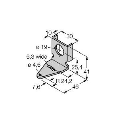Bracket: 18 Angled Flanged-Mount, Material: 12 Gauge Stainless Steel, Barrel-Mount