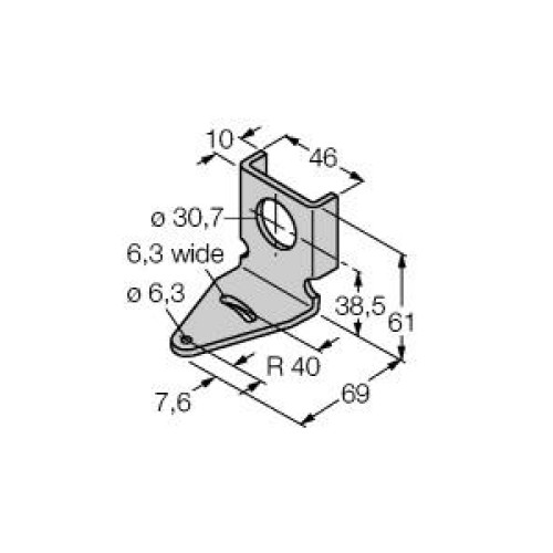 Bracket: 30 Angle Flanged Mounting, For use with Q40 Sensors