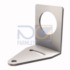 Bracket: Right-Angle Mounting, Material: 12 Gauge Stainless Steel, Curved mounting slot for versatility/orientation, Clearance for M6 (1/4 in) hardware