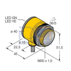 EZ-BEAM T30 Series: Fixed Field, Range: 400, Input: 20-250 V ac, Output: SPST Solid-state Dark Operate, 2 m (6.5 ft) Cable