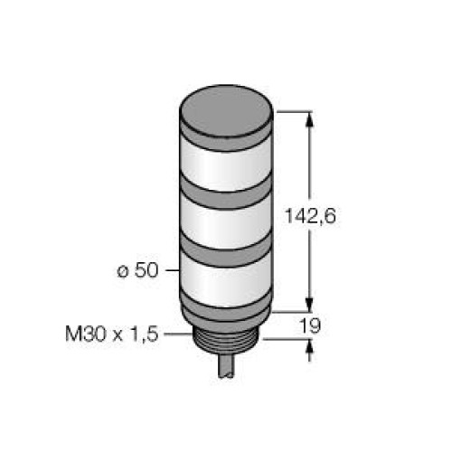 TL50H Tower Light: 3-Color Indicator, Voltage: 100-240 V ac, Environmental Rating: IP67, Colors: Green Yellow Red, 2 m (6.5 ft) Integral Cable