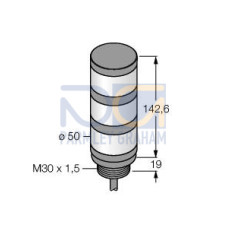 TL50 Tower Light: 3-Color Indicator, Voltage: 100-240 V ac, Environmental Rating: IP67, Colors: Green Yellow Red, 2 m (6.5 ft) Integral Cable