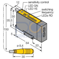 D12 Series: High Power Plastic Fiber Optic, Range: Depends on Fiber, Input: 10-30 V dc, Output: Complementary PNP, 150 (6 in) M8 Pigtail QD