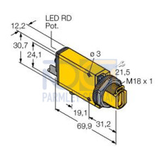 MINI-BEAM NAMUR: Glass Fiber Optic, Range: Depends on Fiber, Input: 5-15 V dc, Output: NAMUR, 2 m (6.5 ft) Cable
