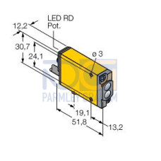 MINI-BEAM NAMUR: Divergent Diffuse, Range: 75, Input: 5-15 V dc, Output: NAMUR, 2 m (6.5 ft) Cable