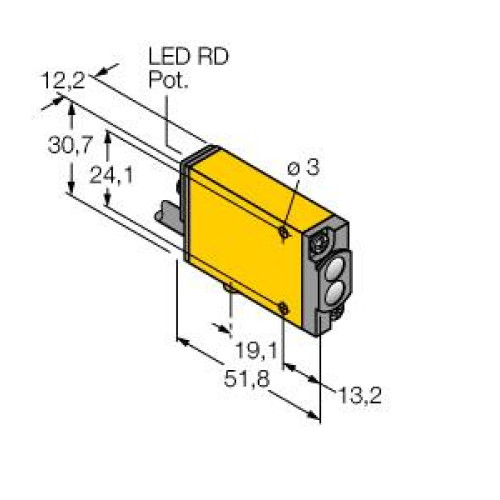 MINI-BEAM NAMUR: Divergent Diffuse, Range: 75, Input: 5-15 V dc, Output: NAMUR, 2 m (6.5 ft) Cable