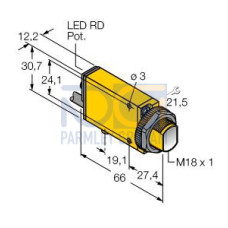MINI-BEAM NAMUR: Diffuse, Range: 380, Input: 5-15 V dc, Output: NAMUR, 9 m (30 ft) Cable