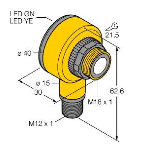 T18U Series: Emitter, Range: 300-600, Input: 12-30 V dc, Output: Not Applicable, M12 Integral QD