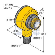 T18U Series: Receiver, Range: 300-600, Input: 12-30 V dc, Output: Complementary PNP, M12 Integral QD