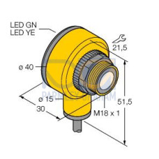 T18U Series: Receiver, Range: 300-600, Input: 12-30 V dc, Output: Complementary NPN, 2 m (6.5 ft) Cable