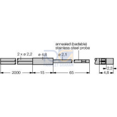 Plastic Fiber, Diffuse Reflective, Core Dia.: 0.75, Fiber Length 2 m, 2.1 dia. Bendable Probe, Sideview, Free cut