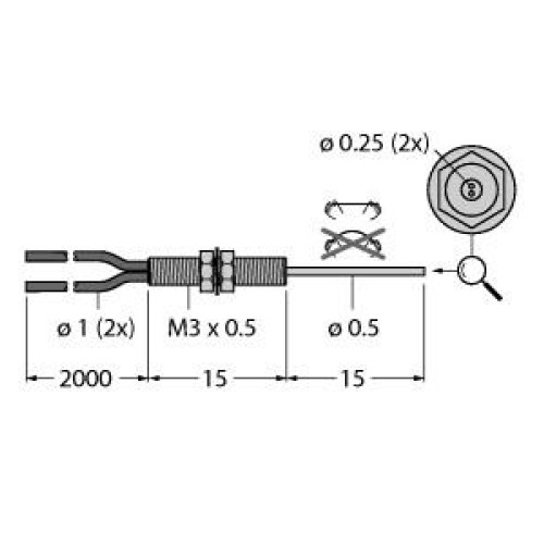 Plastic Fiber, Diffuse Reflective, Core Dia.: 0.25, Fiber Length 2 m, M3 Thread, 0.82 dia. Probe, Free Cutt