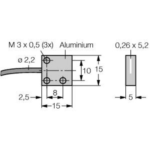 Plastic Fiber, Opposed Mode, Core Dia.: 16 x 0.25, Fiber Length 2 m, Rectangle, Free cut