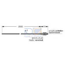 Plastic Fiber, Opposed Mode, Core Dia.: 0.25, Fiber Length 2 m, Thread, Free cut