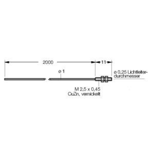 Plastic Fiber, Opposed Mode, Core Dia.: 0.25, Fiber Length 2 m, Thread, Free cut