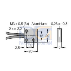 Plastic Fiber, Diffuse Reflective, Core Dia.: 32 x 0.25, Fiber Length 2 m, Rectangle, Free Cut