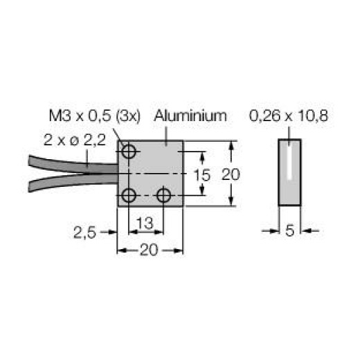 Plastic Fiber, Diffuse Reflective, Core Dia.: 32 x 0.25, Fiber Length 2 m, Rectangle, Free Cut