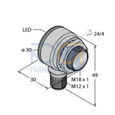 EZ-BEAM TM18: Emitter, Range: 20 m, Input: 10-30 V dc, Outputs: None, 4-pin M12 Integral QD