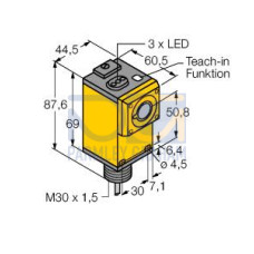 Discrete Q45U Series: Prox. Mode w/out temp. comp., Range: 100 - 1.4 m, Input: 12-24 V dc, Output: Bipolar: 1 NPN, 1 PNP, 2 m (6.5 ft) Cable