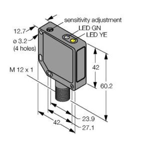 QM42 Series: Receiver, Range: 10 m, Input: 10-30 V dc, Output: SPDT (Complementary) PNP, 4-pin M12 Integral QD