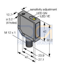 QM42 Series: Diffuse, Range: 400, Input: 10-30 V dc, Output: SPDT (Complementary) PNP, 4-pin M12 Integral QD