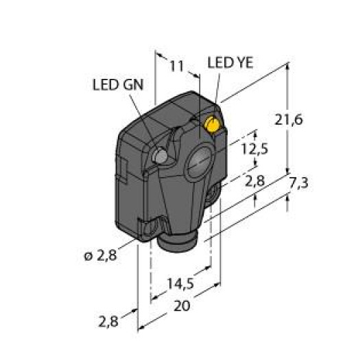 Q10 Series: Receiver, Range: 1.8 m, Input: 10-30 V dc, Output: Light Operate - PNP, 3-pin M8 Integral QD