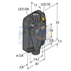 Q10 Series: Diffuse, Range: 0.5 m, Input: 10-30 V dc, Output: Light Operate - PNP, 3-pin M8 Integral QD