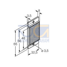 Retroreflective Target: Rectangular 48 x 32.5, Reflectivity Factor: 1.0, Max. Temp.= 50 degrees C, Plastic - two screw holes for mounting