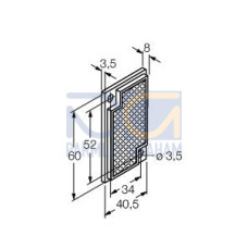 Retroreflective Target: Rectangular 60 x 40, Reflectivity Factor: 1.4, Max. Temp.= 50 degrees C, Plastic - two screw holes for mounting