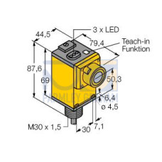 Discrete Q45U Series: Proximity Mode, Range: 250 - 3 m, Input: 12-24 V dc, Output: Bipolar: 1 NPN, 1 PNP, 2 m (6.5 ft) Cable