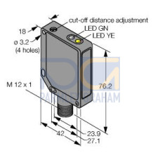 QM42 Series: Adjustable Field, Range: 25-400, Input: 10-30 V dc, Output: SPDT (Complementary) PNP, 4-pin M12 Integral QD