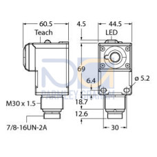 Analog Q45U Series: Proximity Mode, Range: 100 - 1.4 m, Input: 15-24 V dc, Output: Selectable 0-10 V dc or 4-20 mA sourcing, Mini-Style Integral QD