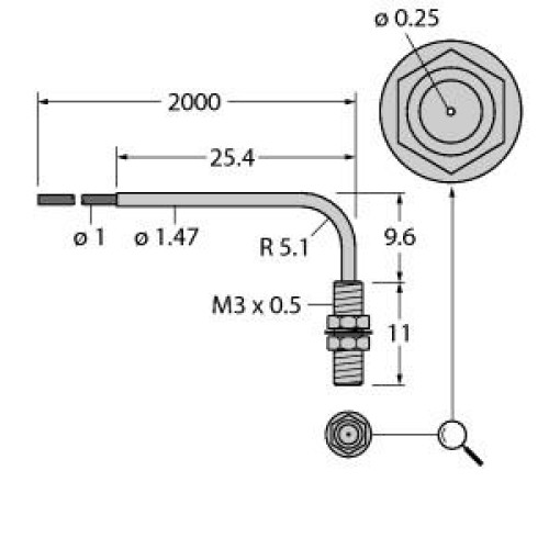 Plastic Fiber, Opposed Mode, Core Dia.: 0.25, Fiber Length 2 m, Angle, Thread, Free cut