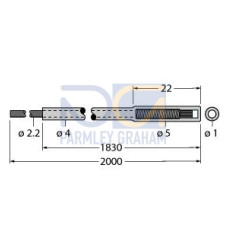 Plastic Fiber, Opposed Mode, Core Dia.: 1, Fiber Length 2 m, Encapsulated, Chemical Resistant, Free cut