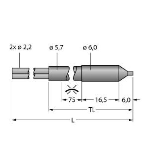 Plastic Fiber, Diffuse Reflective, Core Dia.: 1, Fiber Length 2 m, Encapsulated, Chemical Resistant, Free cut