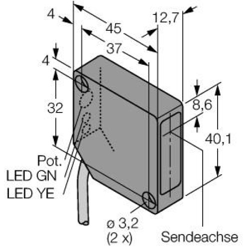 PicoDot: Convergent Laser, Focal Point: 203, Input: 10-30 V dc, Outputs: Complementary PNP, 2 m (6.5 ft) Cable