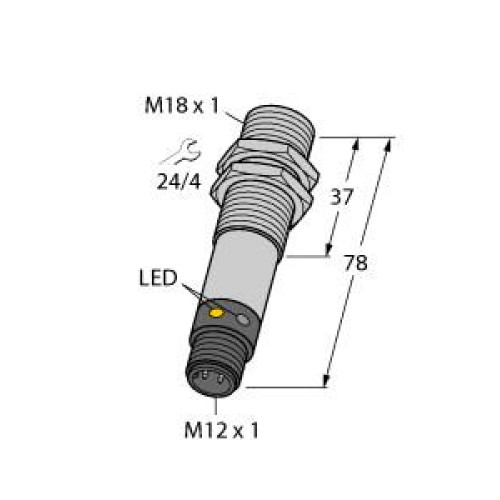 EZ-BEAM M18 Series: Diffuse, Range: 300, Input: 10-30 V dc, Output: Complementary NPN, 4-pin M12 Integral QD