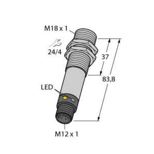 EZ-BEAM M18 Series: Fixed Field, Range: 50, Input: 10-30 V dc, Output: Complementary PNP, 4-pin M12 Integral QD